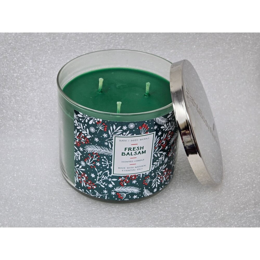 Bath & Body Works Fresh Balsam 3-Wick Scented Candle 14.5 Oz With Essential Oils